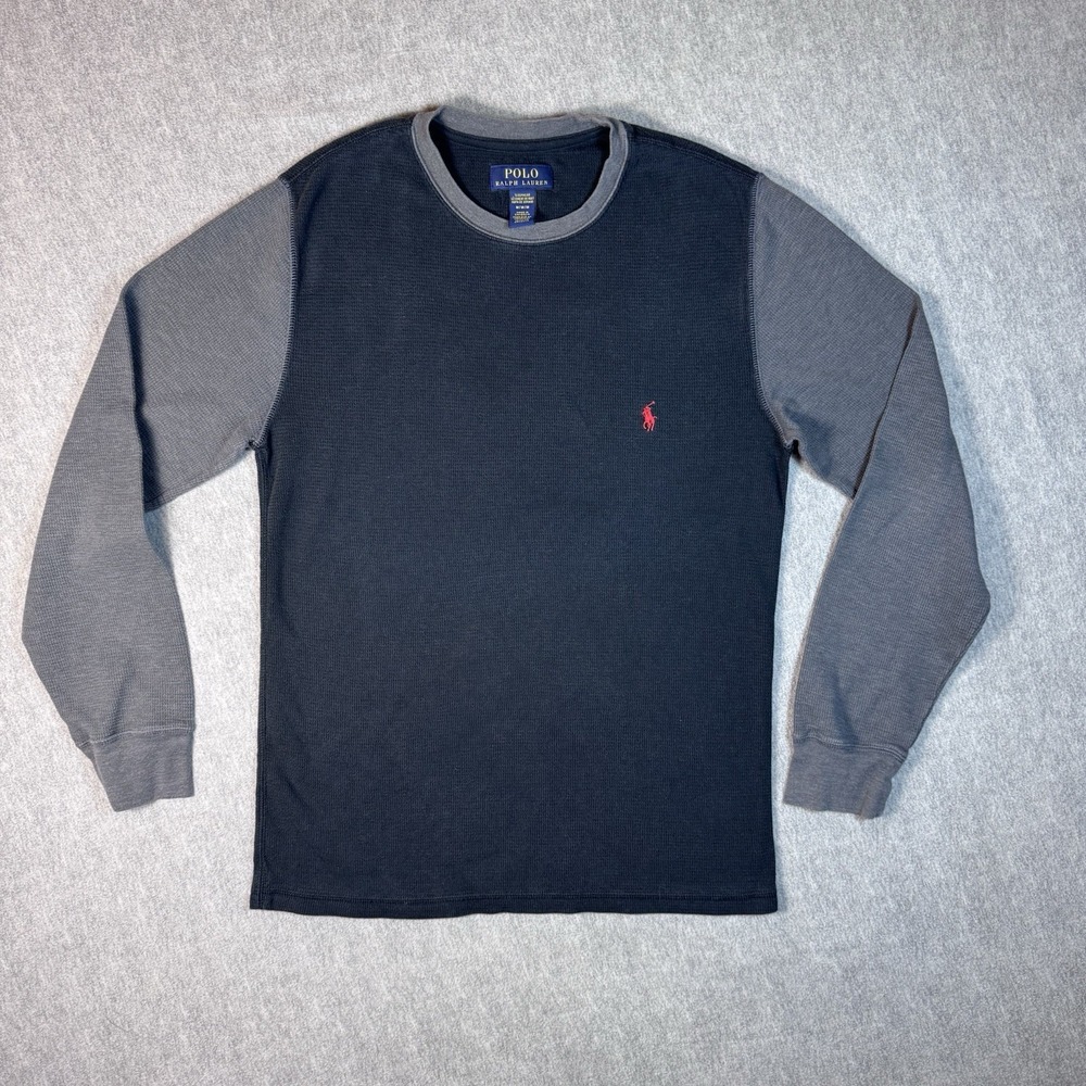 POLO RALPH LAUREN Sleepwear Thermal Shirt M Underwear Waffle Knit Pajama Blue
